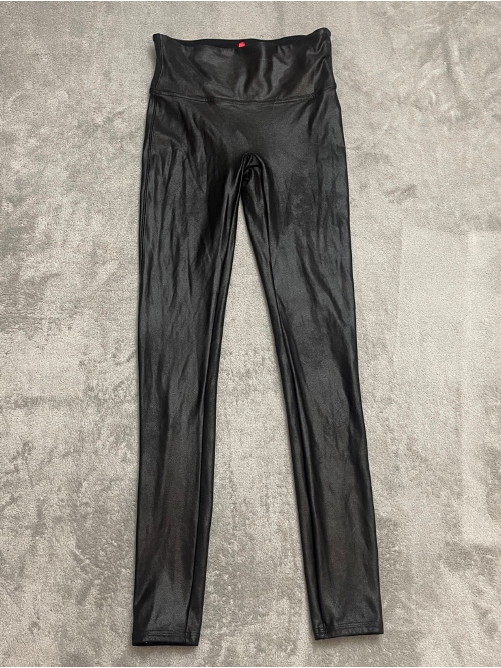 SPANX Black Faux Leather Shiny Leggings Women's Small